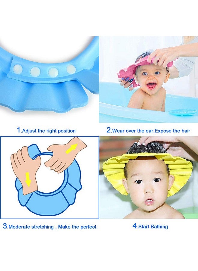 EWINEVER EWIN(R) 4pcs Soft Adjustable Baby Kids Children Shampoo Bath Bathing Shower Cap Hat Wash Hair Shield Hat - Image 4