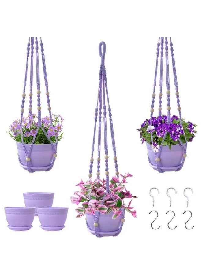 「3-Piece Set | Bohemian Style Handwoven Plant Hanger — Decorative Hanging Planter for Home」 - Image 1