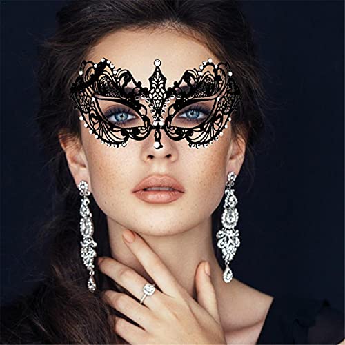 Vtrem Masquerade Mask for Couples: Black Mardi Gras Party Ball Mask Set Women Men Adults Christmas Venetian Couple Masks - Image 5