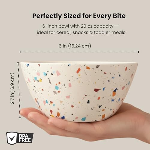 ilohaus Bamboo Bowl Set of 4 – 6-Inch, 20 oz Deep Cereal & Snack Bowls for Kids and Toddlers – BPA-Free, Dishwasher Safe, Lightweight Alternative to Plastic or Ceramic - Image 2