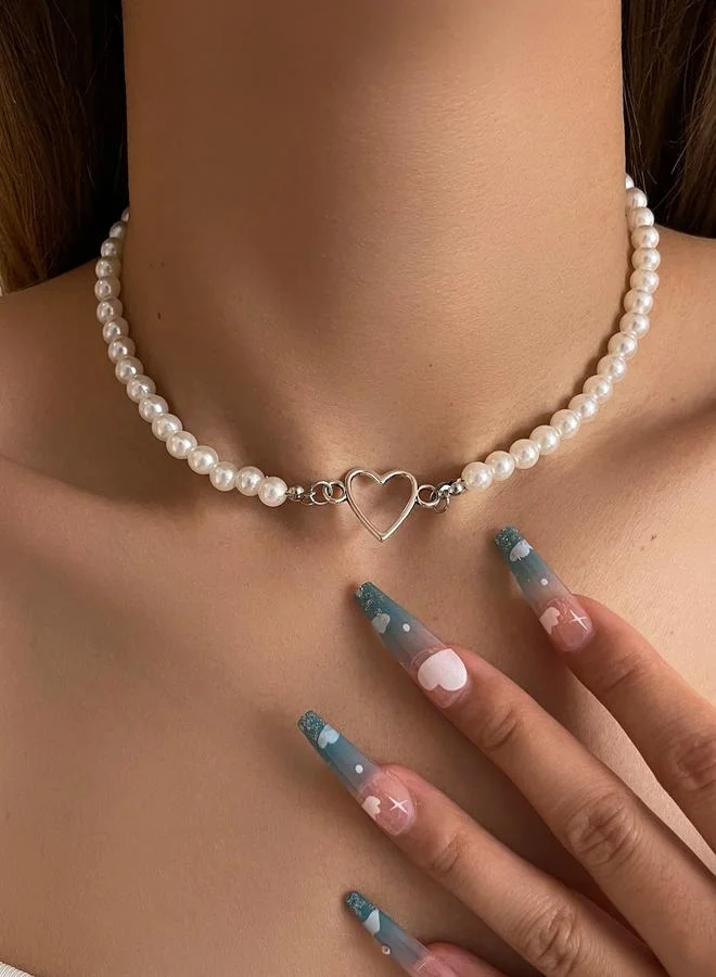 Take Two Take Two Faux Pearl and Heart Decor Necklace