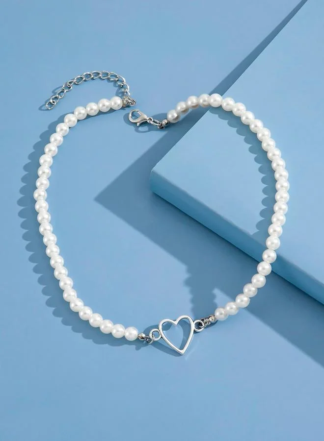 Take Two Take Two Faux Pearl and Heart Decor Necklace