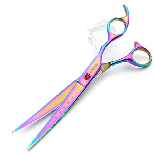 Kingstar 7.0in Titanium Rainbow Professional Pet Grooming Scissors Set,Straight & Thinning & Curved Scissors 4pcs Set for Dog Grooming,(Rainbow) - Image 5