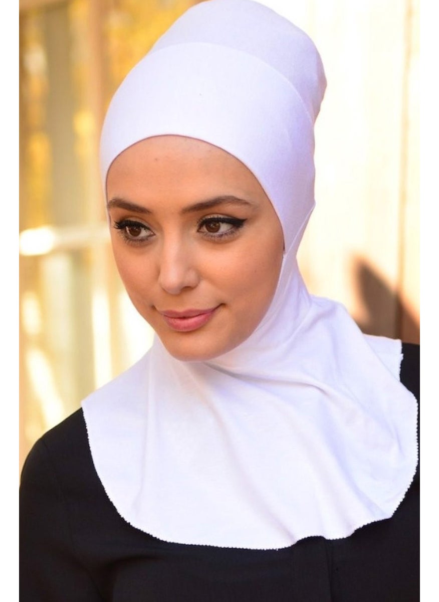 Belifanti Collection Women's Combed Cotton Prayer Sleeve Neck Collar Bonnet Set of 2 White  - Image 3