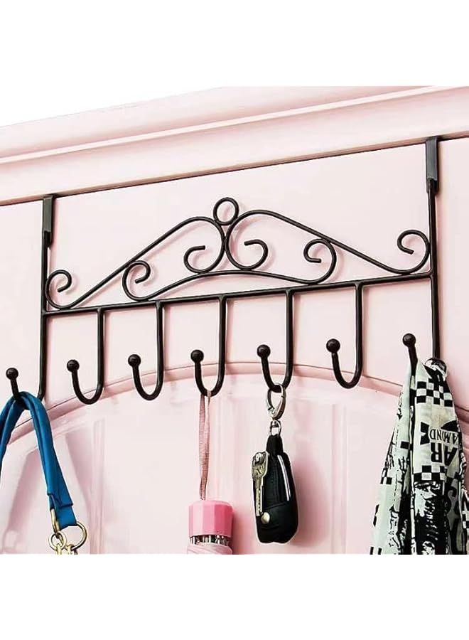 promass Coat Rack, Over Door 7 Hook Rack - Decorative Organizer Hooks for Clothes, Coats, Hats, Belts, Towels - Door Hanger for Home or Office (White) - Image 3