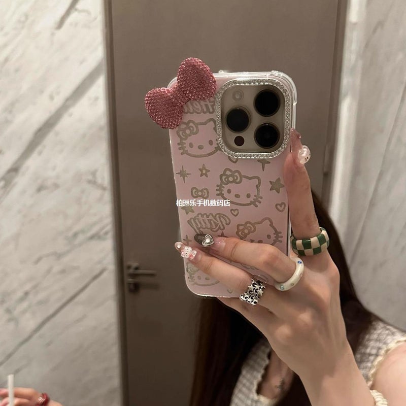 17Air الكرتون براقة قوس KT قطة Iphone14/13 مناسبة ل 12/11 تفاح 16/15Promax حالة الهاتف - Image 4