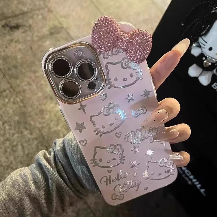 17Air الكرتون براقة قوس KT قطة Iphone14/13 مناسبة ل 12/11 تفاح 16/15Promax حالة الهاتف - Image 1