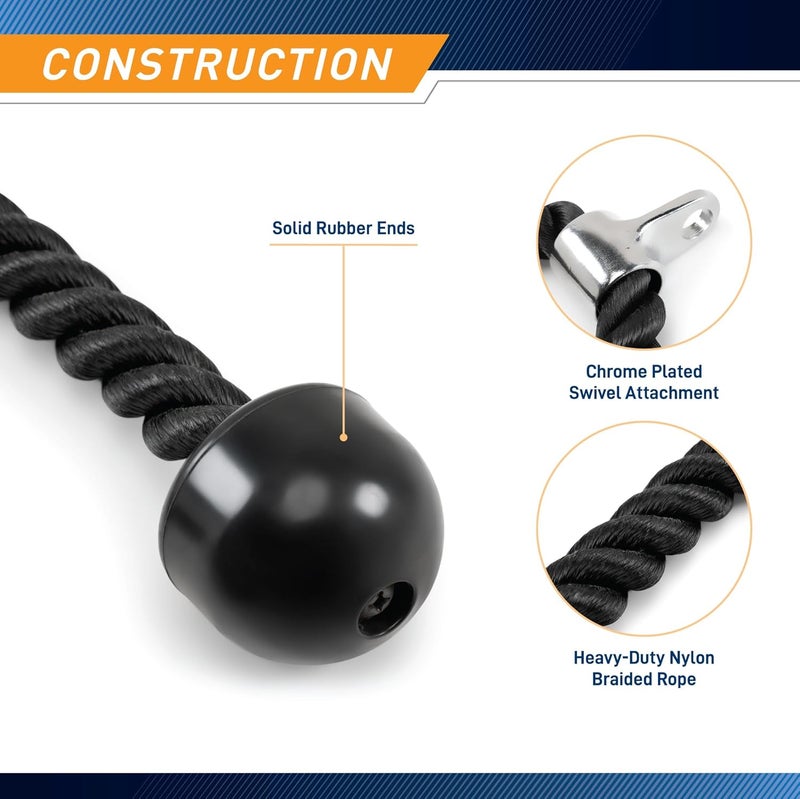 Marcy Heavy Duty Nylon Triceps Rope for Upper Body Workout TCR-24 - Image 3