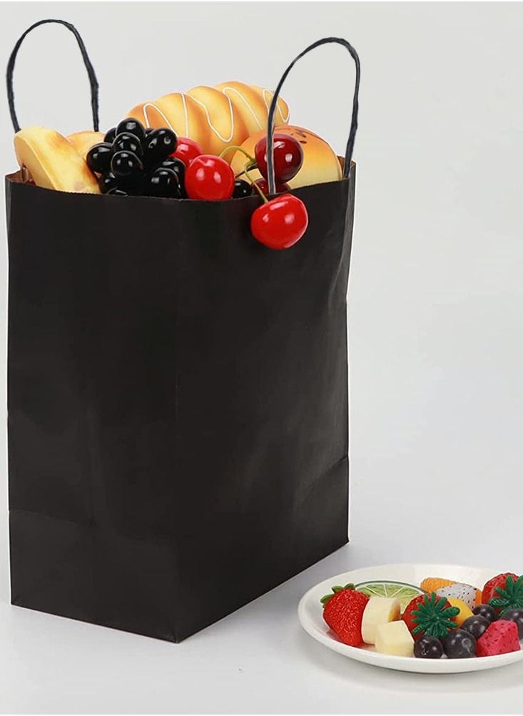 هومار كيت أكياس هدايا ورقية مقاس 21 × 15 × 8 سم، 25 عبوة من أكياس تغليف الهدايا بمقابض، أكياس ورق كرافت سوداء للأعمال التجارية الصغيرة، أكياس ورق كبيرة شديدة التحمل لحفلات أعياد الميلاد، التسوق، البيع بالتجزئة  - Image 4