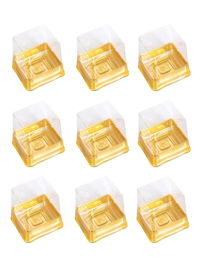 Fevoila 50 Pcs 2.28" Plastic Single Individual Cupcake Container Mooncake Muffin Dome Holders Cases Boxes Container Cupcake Boxes for Wedding Birthday Party (Square,Gold) - Image 1