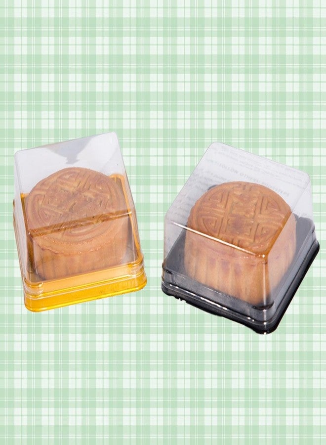 Fevoila 50 Pcs 2.28" Plastic Single Individual Cupcake Container Mooncake Muffin Dome Holders Cases Boxes Container Cupcake Boxes for Wedding Birthday Party (Square,Gold) - Image 5
