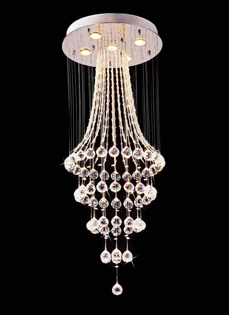 CRYSTA WORLD K9 4 Watts Crystal Chandelier Light Fixture,Warm White,Round - Image 1
