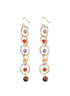 HaveDream High Quality And Exquisite Women's Alloy Chain Semi-precious Stone Fashion Hook Earrings - Red/Yellow  - Image 1