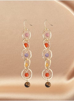 HaveDream High Quality And Exquisite Women's Alloy Chain Semi-precious Stone Fashion Hook Earrings - Red/Yellow  - Image 5