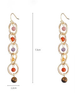 HaveDream High Quality And Exquisite Women's Alloy Chain Semi-precious Stone Fashion Hook Earrings - Red/Yellow  - Image 4