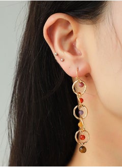 HaveDream High Quality And Exquisite Women's Alloy Chain Semi-precious Stone Fashion Hook Earrings - Red/Yellow  - Image 2