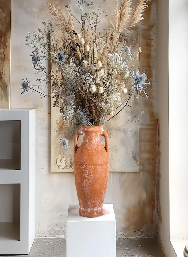 ComSaf Terracotta Rustic Vase - Farmhouse Ceramic Flower Vases, Vintage Home Decoration, Centerpiece for Table, 8.6 Inch - Image 3