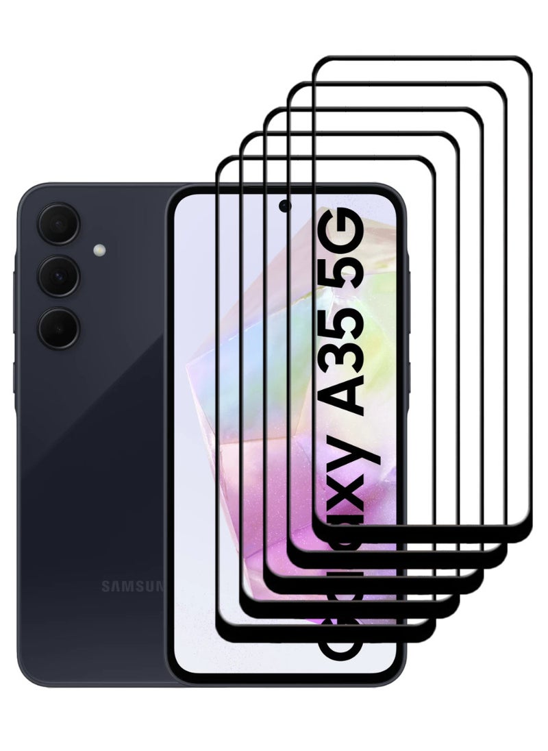 ACLIX 5 Pieces Tempered Glass Screen Protector Antistatic ESD Dustproof Premium Quality High Definition Designed For Samsung Galaxy A35 - Image 1