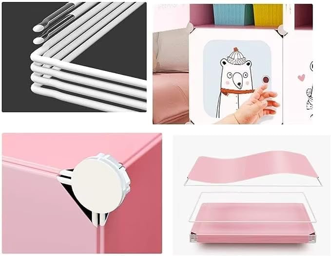 SNKR ESSENTIALS Plastic Wardrobe for Kids Clothes – Durable, Easy to Use Anti-Skid & Non-Slip Effective Professional Collapsible Wardrobe, Storage Cabinet with Suitable (Pink-Q5, 6+2-Cube) - Image 5