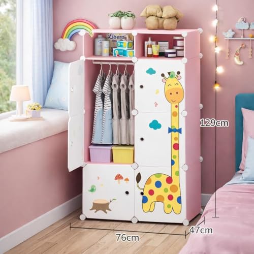 SNKR ESSENTIALS Plastic Wardrobe for Kids Clothes – Durable, Easy to Use Anti-Skid & Non-Slip Effective Professional Collapsible Wardrobe, Storage Cabinet with Suitable (Pink-Q5, 6+2-Cube) - Image 2