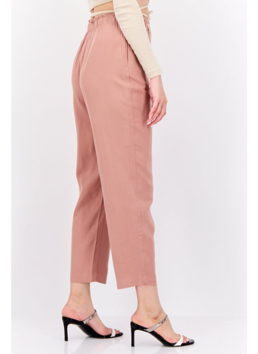 MANGO - Women Regular Fit Plain Straight Leg Pants, Old Rose - Image 1