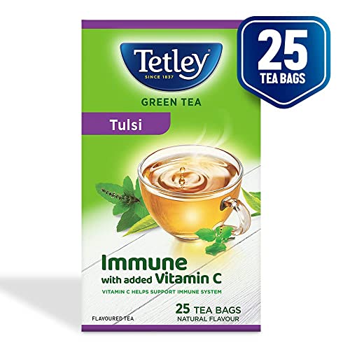 Tetley | Green Tea with Tulsi | Immune with Added Vitamin C | 25 Tea Bags - Image 3