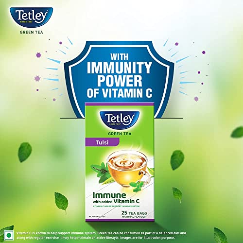 Tetley | Green Tea with Tulsi | Immune with Added Vitamin C | 25 Tea Bags - Image 4
