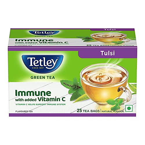Tetley | Green Tea with Tulsi | Immune with Added Vitamin C | 25 Tea Bags - Image 2