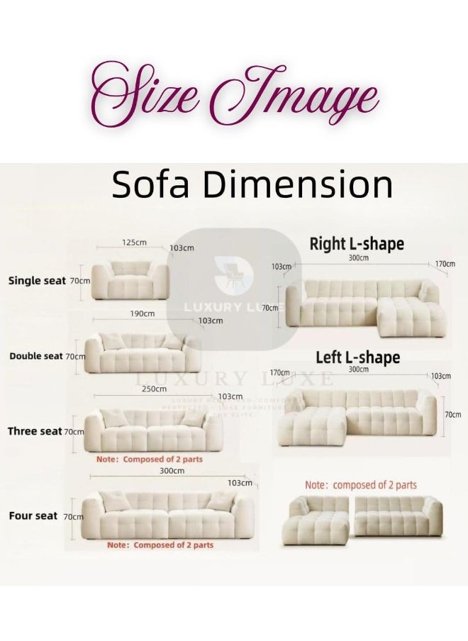 LUXURY LUXE Luxury Luxe Fleece Fabric Cloud-Shaped Sofa Chair Set - Overstuffed Multifunctional Sofa for Living Room & Office, Nordic Sofa Set Furniture Living Room (Black, Double-seaters 190 cm)  - Image 2