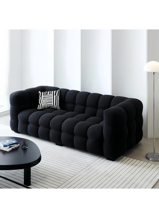LUXURY LUXE Luxury Luxe Fleece Fabric Cloud-Shaped Sofa Chair Set - Overstuffed Multifunctional Sofa for Living Room & Office, Nordic Sofa Set Furniture Living Room (Black, Double-seaters 190 cm)  - Image 1