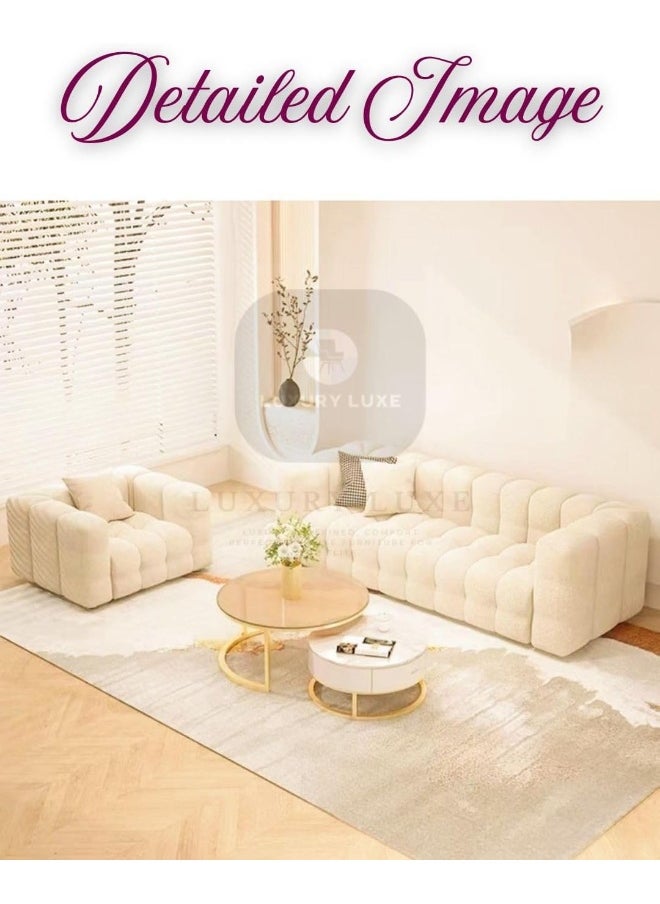 LUXURY LUXE Luxury Luxe Fleece Fabric Cloud-Shaped Sofa Chair Set - Overstuffed Multifunctional Sofa for Living Room & Office, Nordic Sofa Set Furniture Living Room (Black, Double-seaters 190 cm)  - Image 5
