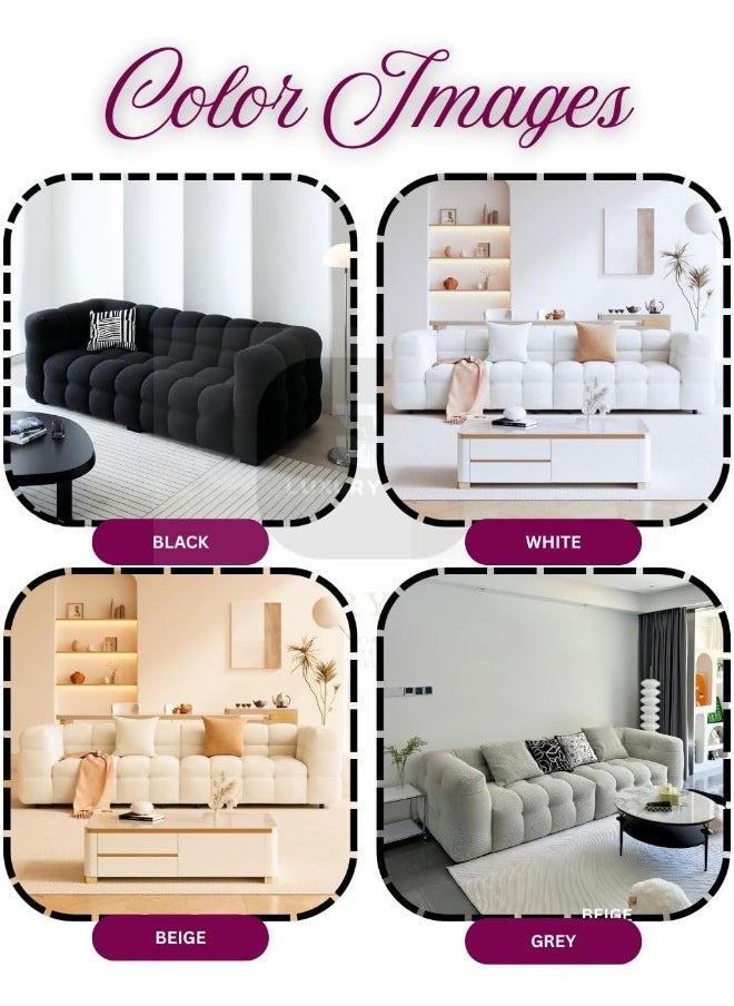 LUXURY LUXE Luxury Luxe Fleece Fabric Cloud-Shaped Sofa Chair Set - Overstuffed Multifunctional Sofa for Living Room & Office, Nordic Sofa Set Furniture Living Room (Black, Double-seaters 190 cm)  - Image 3