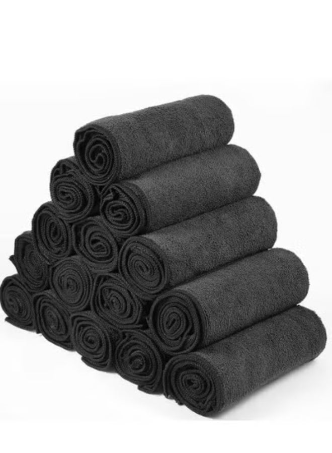 COYO منشفة تنظيف فائقة الامتصاص من الألياف الدقيقة، خالية من الوبر، خالية من الخطوط، مناشف لتنظيف السيارات والمطبخ والنوافذ، 32*32 سم، سوداء، 12 قطعة - Image 3