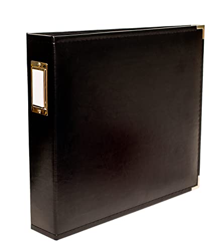 We R Memory Keepers 12x12 Black Photo Album Protect Memories and Photos Soft Acidfree Faux Leather Classy Decorative Spine Label Snagfree Rings Includes 5 Page Protectors