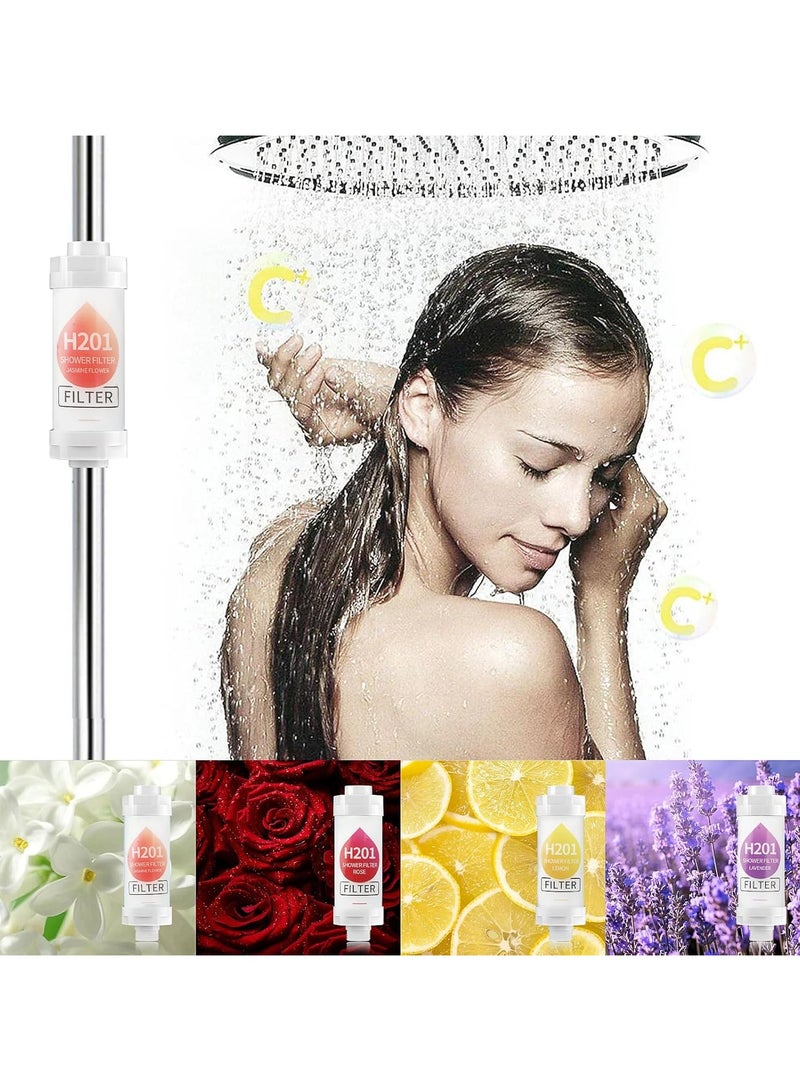 H201 فلتر رأس الدش مع فيتامين C مُعطر دش مُلين للمياه الصلبة فلتر دش للكلور والفلورايد فلتر مياه مُنقّى برأس دش مع حبيبات يساعد في جفاف البشرة وتساقط الشعر روز - Image 3