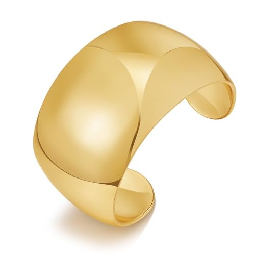 WOWORAMA Polished Wide Cuff Bracelets for Women Boho Chunky Gold Bangle Bracelets Vintage Trendy Statement Gold Bracelet Adjustable Open Wrist Arm Cuff Bracelets - Image 1
