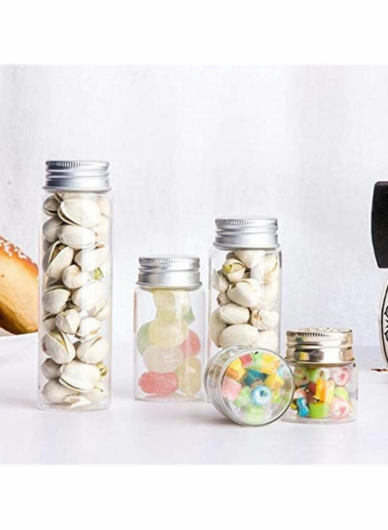 سيوسي 24 مجموعة زجاجات زجاجية صغيرة مع أغطية غطاء رأس من الألومنيوم ، الجرار الصغيرة الصغيرة ، رسالة واضحة عينة زجاجة تخزين حبات الزفاف ديكورات DIY الحرف اليدوية ، قارورة زجاجة صغيرة (5 مل) - Image 2