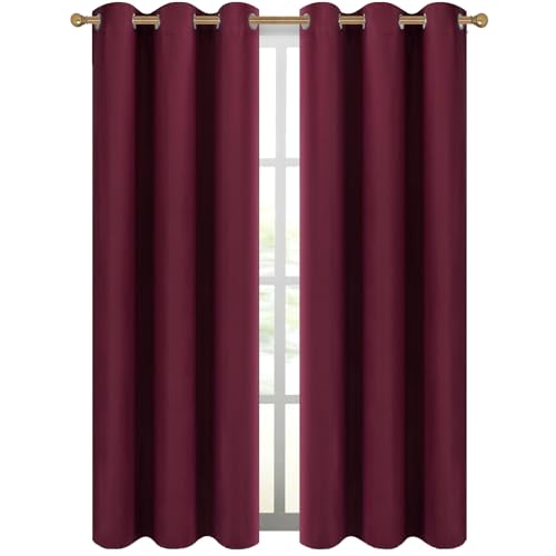 Diraysid Blackout Curtains for Bedroom Grommet Thermal Insulated Room Darkening Curtains 42 x 84 Inch 2 Panels Burgundy