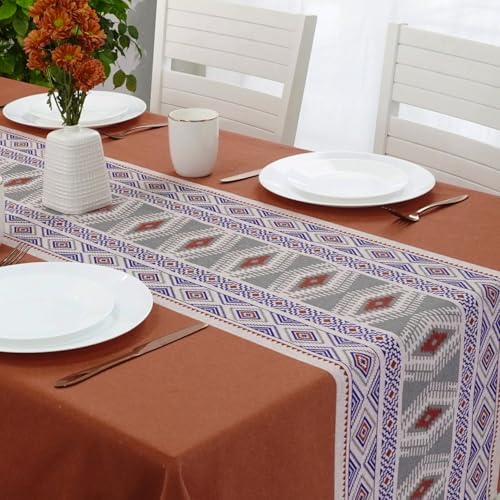 RUSTIQUE LINENS 100% Cotton Printed Table Cloth for 6 Seater – Water & Stain Resistant Dining Table Cover – Heavyweight, Washable – Terracota Trails (190 x 150 CM) - Image 3