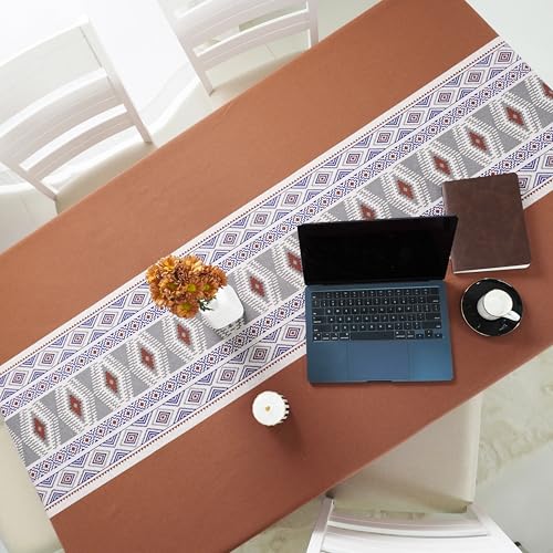RUSTIQUE LINENS 100% Cotton Printed Table Cloth for 6 Seater – Water & Stain Resistant Dining Table Cover – Heavyweight, Washable – Terracota Trails (190 x 150 CM) - Image 4