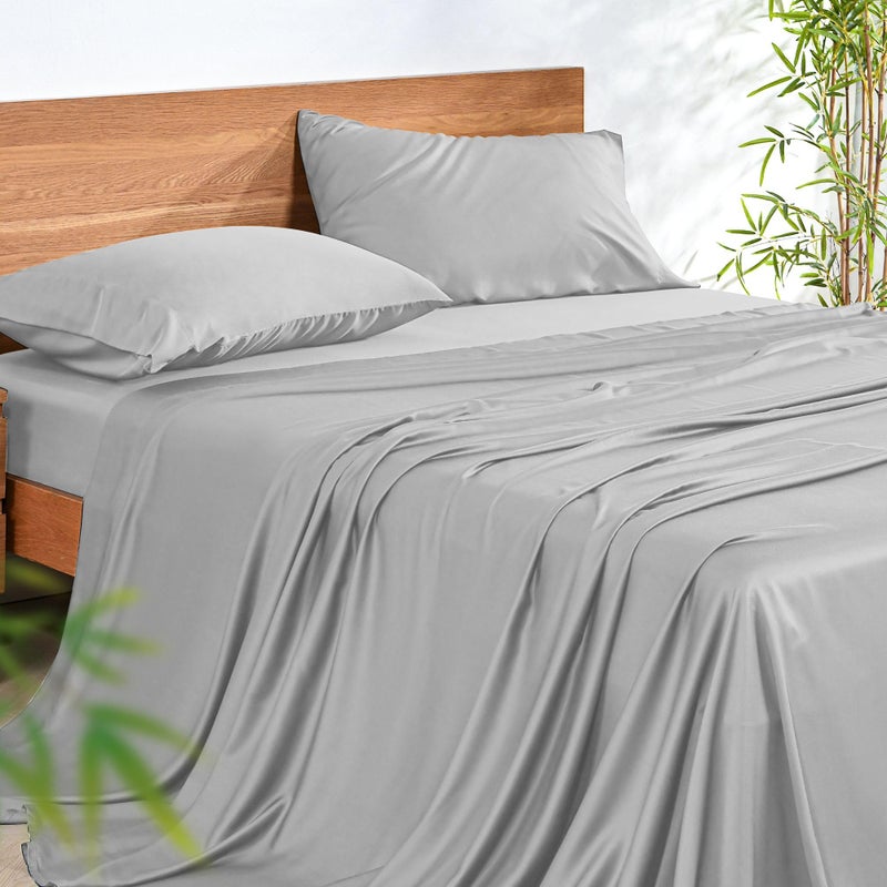 NATUREFIELD King Size Bamboo Sheets 4 Piece Sheet Set  100 Rayon from Bamboo Cooling  Breathable 16 Deep Pocket Fitted Sheet 125 GSM 200 Density Luxury Hotel Bedding