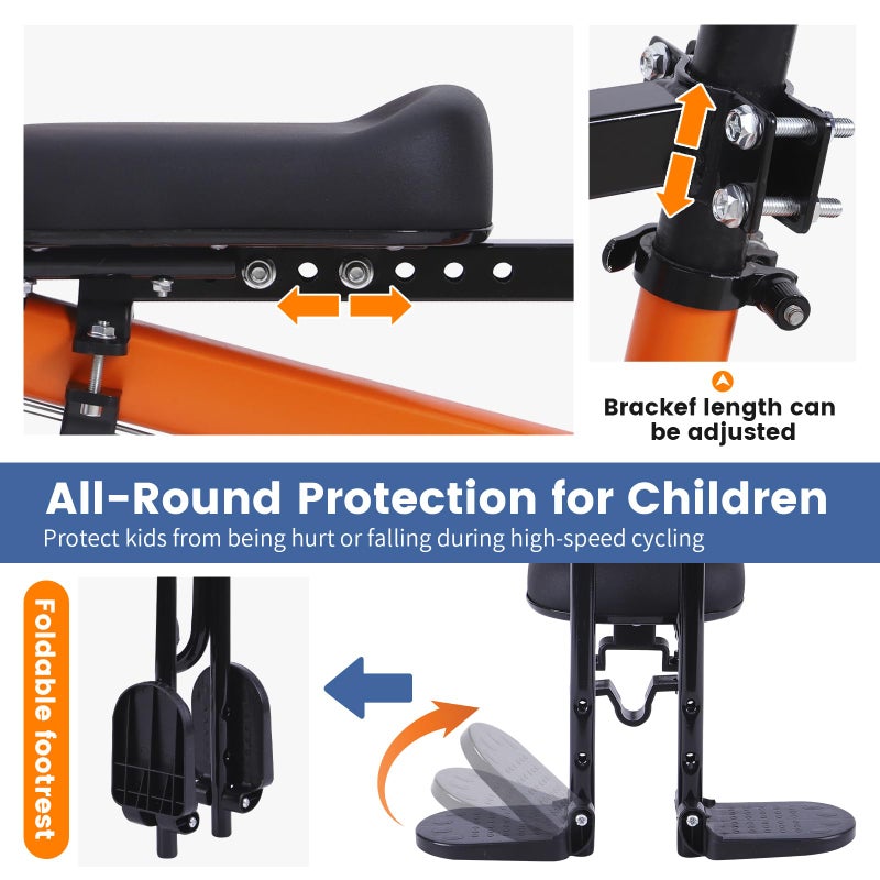 SHIAOBYC Kids Bike Seat Child Bike Seat Bicycle Seats for Children 2-5 Years Front Mount Kid Bicycle Seat Kids Bicycle Seats with Foot Pedals Front Mount with Handlebar Attachment Detachable - Image 3