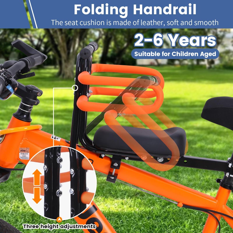 SHIAOBYC Kids Bike Seat Child Bike Seat Bicycle Seats for Children 2-5 Years Front Mount Kid Bicycle Seat Kids Bicycle Seats with Foot Pedals Front Mount with Handlebar Attachment Detachable - Image 4