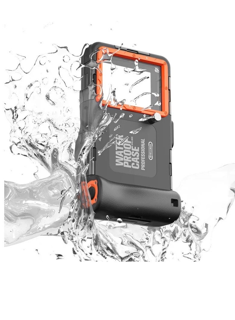 AROAQ Diving Underwater Phone Case, Waterproof Underwater Protection Case, Durable High Performance Diving Mobile Case Cover, Professional Photo Video Phone Case For Beach, Pool, Swimming, (Black Orange) - Image 1