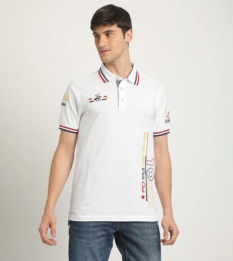 بيفرلي هيلز بولو كلوب تيشيرت بولو قطن مخطط بقصة عادية