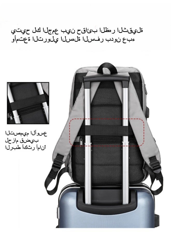 XiuWoo Backpack Water-repellent School Bag Casual Travel Backpack USB Anti-theft Computer Bag - Grey  - Image 5