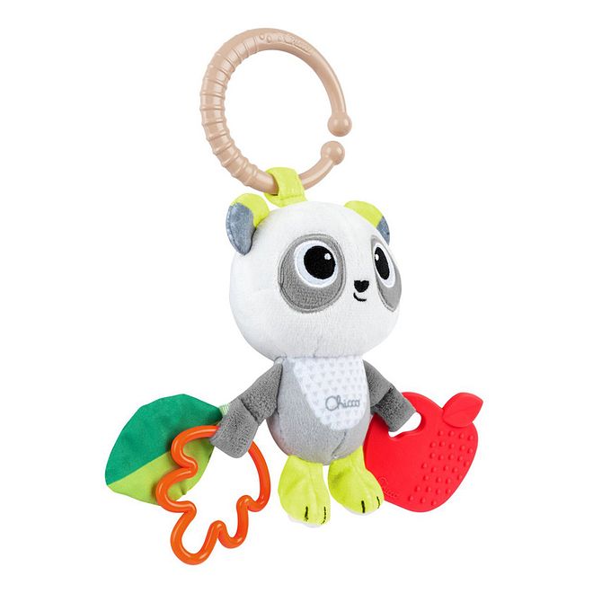 Chicco First Activities Panda Rattle, Teether & Pram Hook for Babies 3-24M, Multi-Texture & Color, Easy Grip - 6x10x14 cm - Image 2