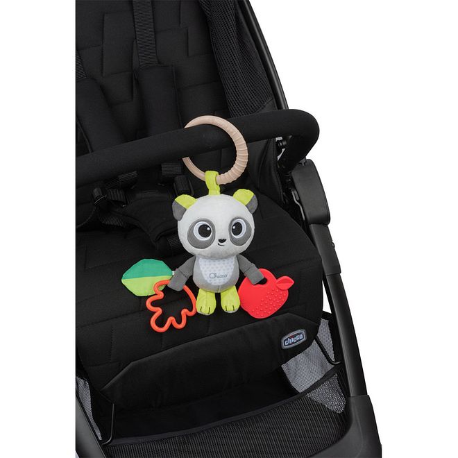 Chicco First Activities Panda Rattle, Teether & Pram Hook for Babies 3-24M, Multi-Texture & Color, Easy Grip - 6x10x14 cm - Image 3