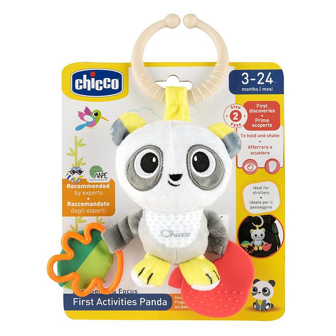 Chicco First Activities Panda Rattle, Teether & Pram Hook for Babies 3-24M, Multi-Texture & Color, Easy Grip - 6x10x14 cm - Image 5