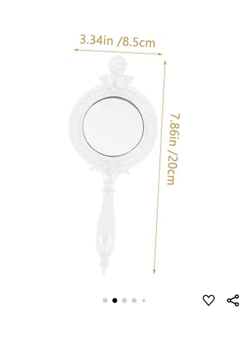 فينتاج مرآة يدوية منقوشة كلاسيكية | مرآة مكياج صغيرة بتصميم كلاسيكي للسفر، وصالونات الحلاقة، وجلسات التجميل | إطار دائري مزخرف بتصميم كلاسيكي منقوش - Image 3